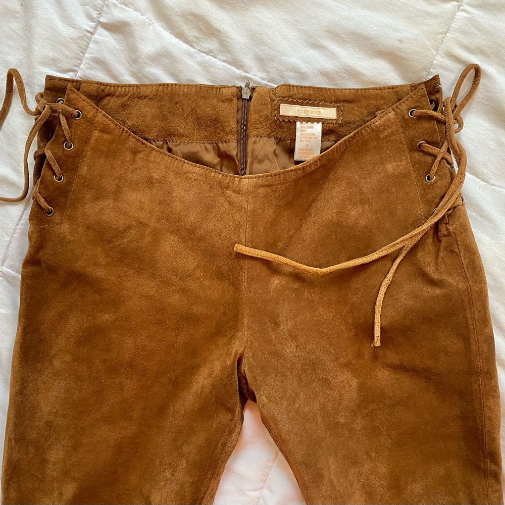 Leather suede low rise y2k pants